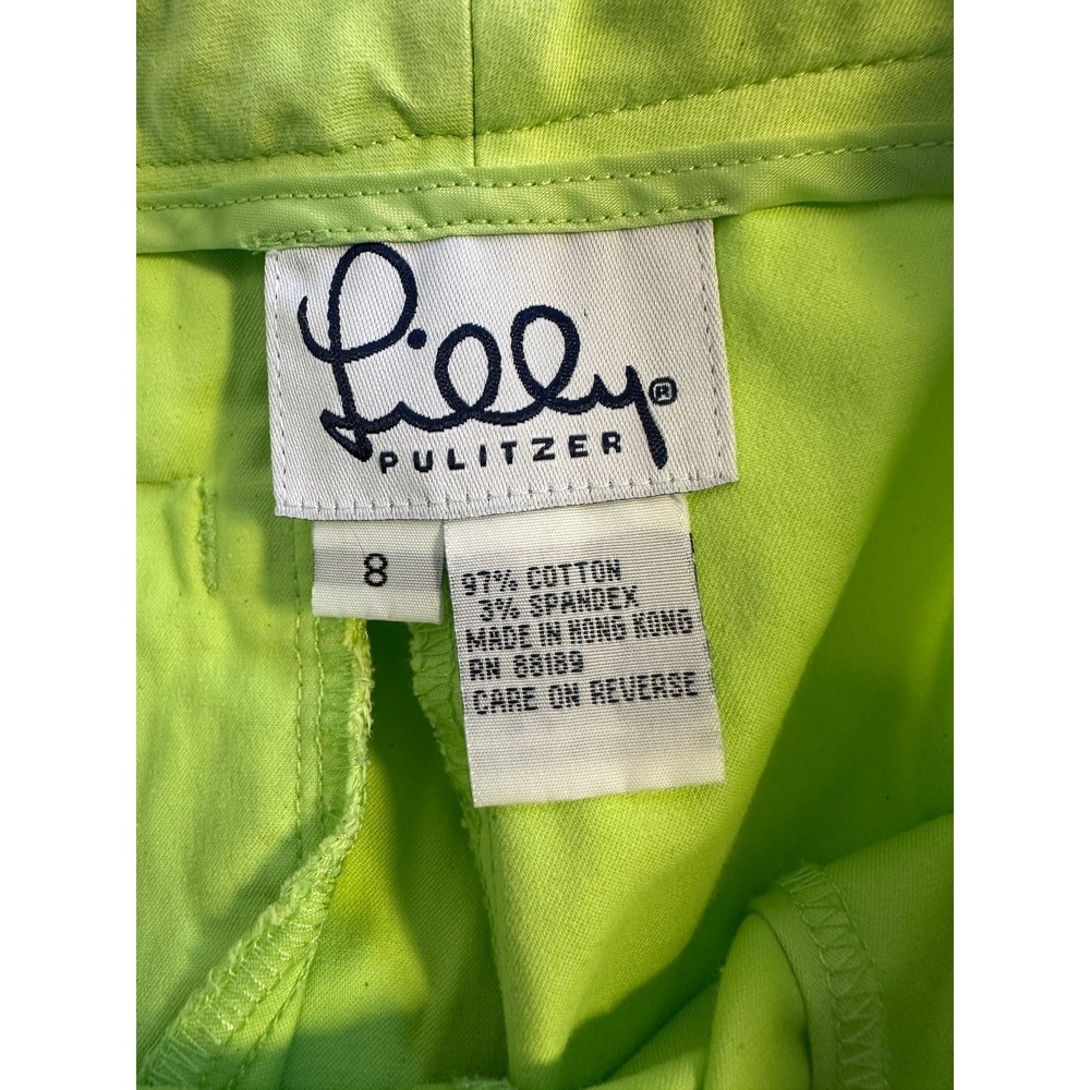 Vintage Y2K Lilly Pulitzer Lime Green Cropped Cargo Capri Pants Womens 8 - Picture 8 of 15